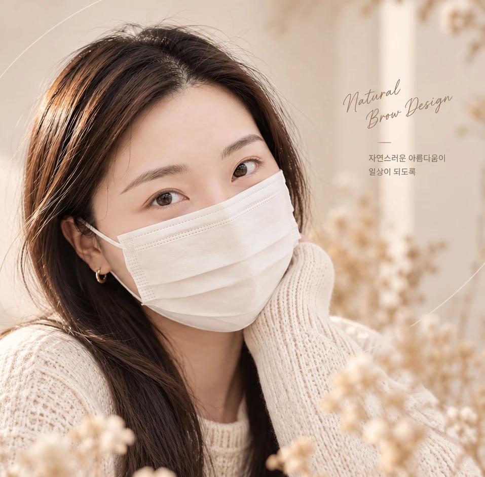 자연스러운 눈썹 디자인을 표현한 뮬리에 AI 제작 브랜드 비주얼